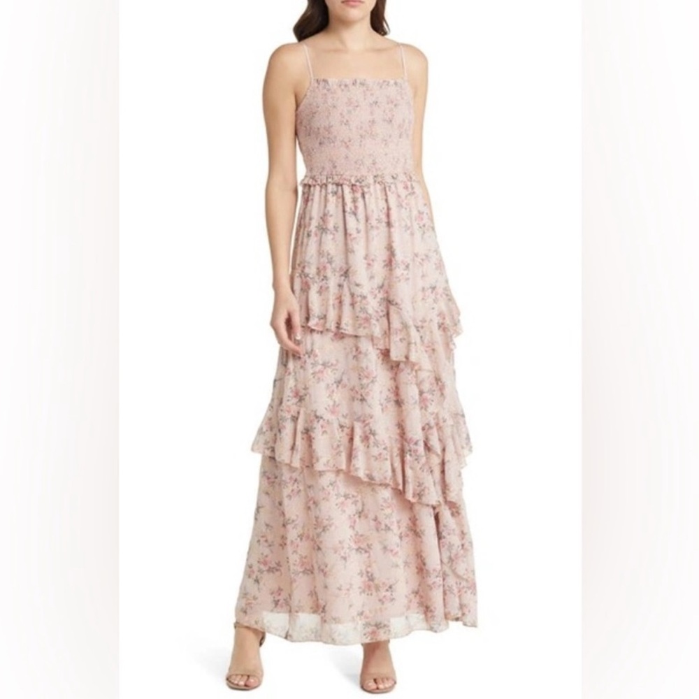 Floret Studios Floral Pink Maxi Dress